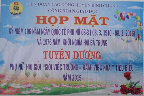 Họp mặt kỷ niệm 106 năm ngày quốc tế phụ nữ 08 - 3 (08/3/1910 - 08/3/2016) và 1976 năm khởi nghĩa Hai Bà Trưng